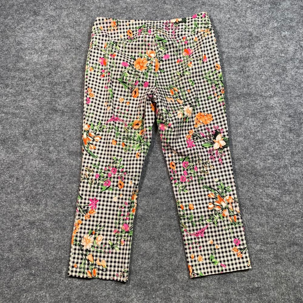 Jules & Leopold Womens Gingham Floral Cropped Pants Black White Picnic Size M - Picture 2 of 8
